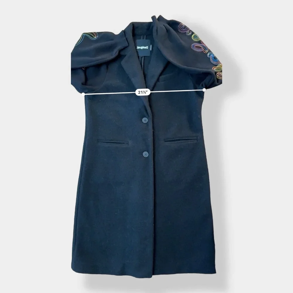 Desigual‎ Long embroidered Love Maker Coat Size L